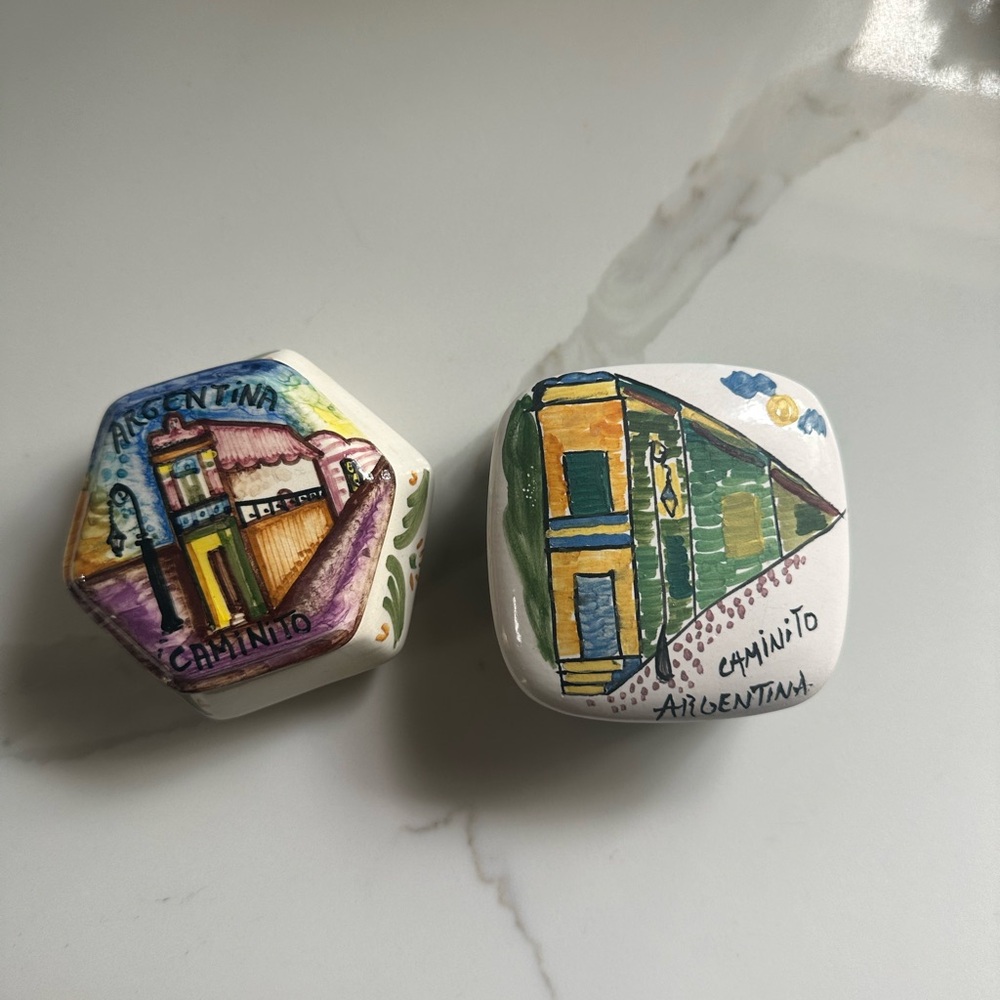 Hand painted Argentina trinket dishes
